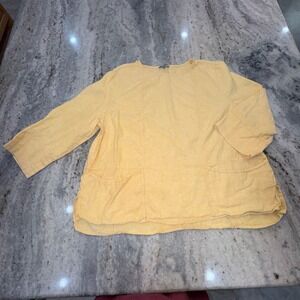 Habitat Linen Top Women's XL Butter Yellow Loose 3/4 Sleeve